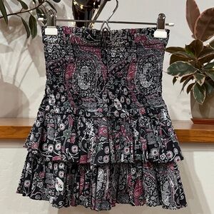 Isabel Etoile Marant Bohemian Black and Pink Tiered Skirt
